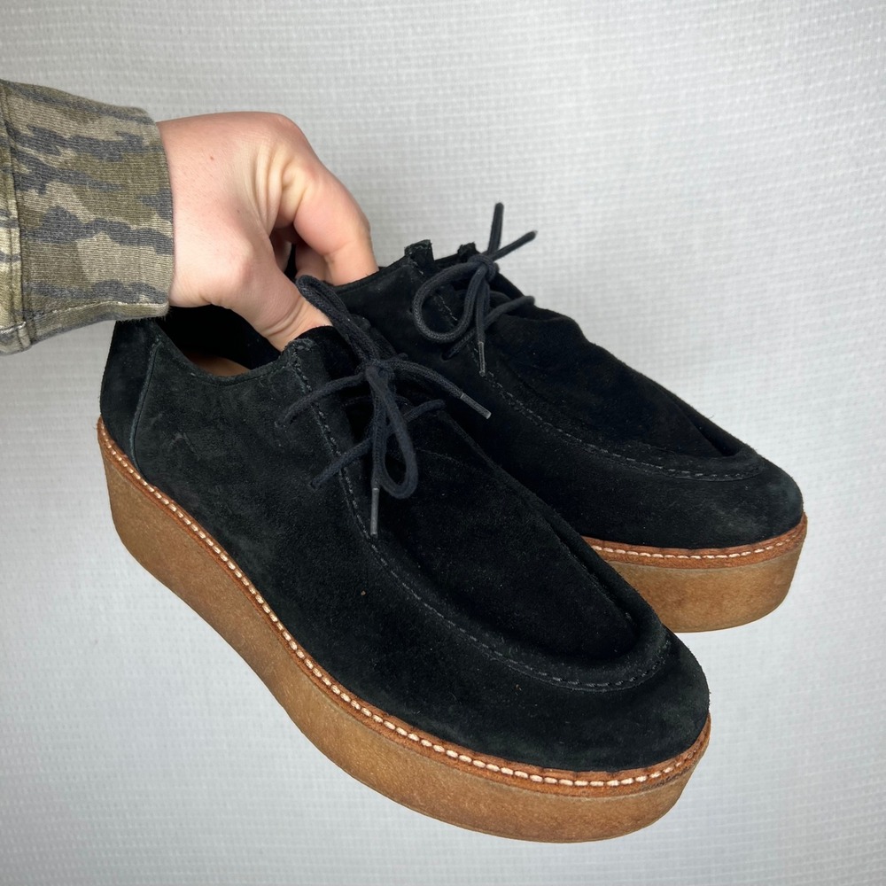 Flamingos Life Black Suede Platform‎ Creepers Shoes Women's Size 9